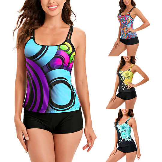 Damen Tankini-Set mit floralem Oberteil und praktischen Shorts EB
