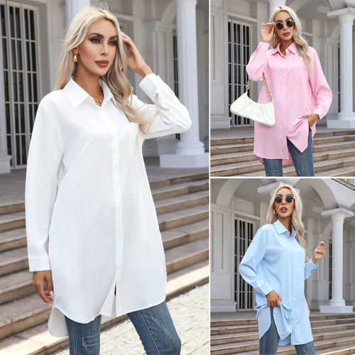 Damen Übergrößen-Hemdbluse mit modernen Details und Brusttasche EB