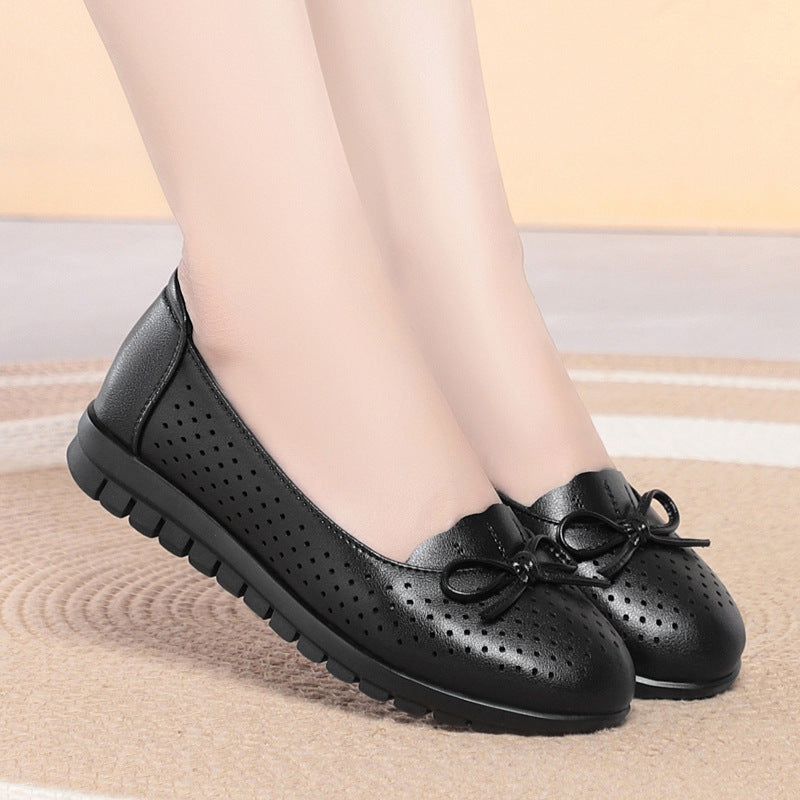Damen Atmungsaktive Mokassins mit dekorativem Lochdesign und bequemer Sohle EB