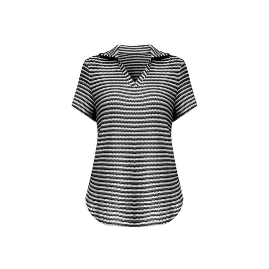 Damen Polo-Shirt im strukturierten Design mit modernem V-Ausschnitt EB