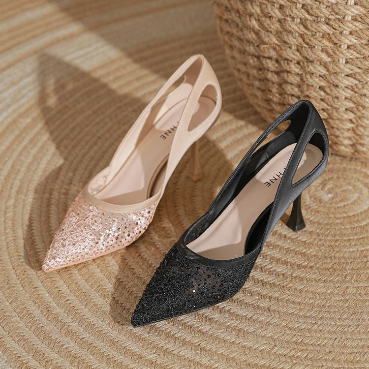 Damen Hochzeits-Pumps mit funkelnden Strass-Applikationen EB