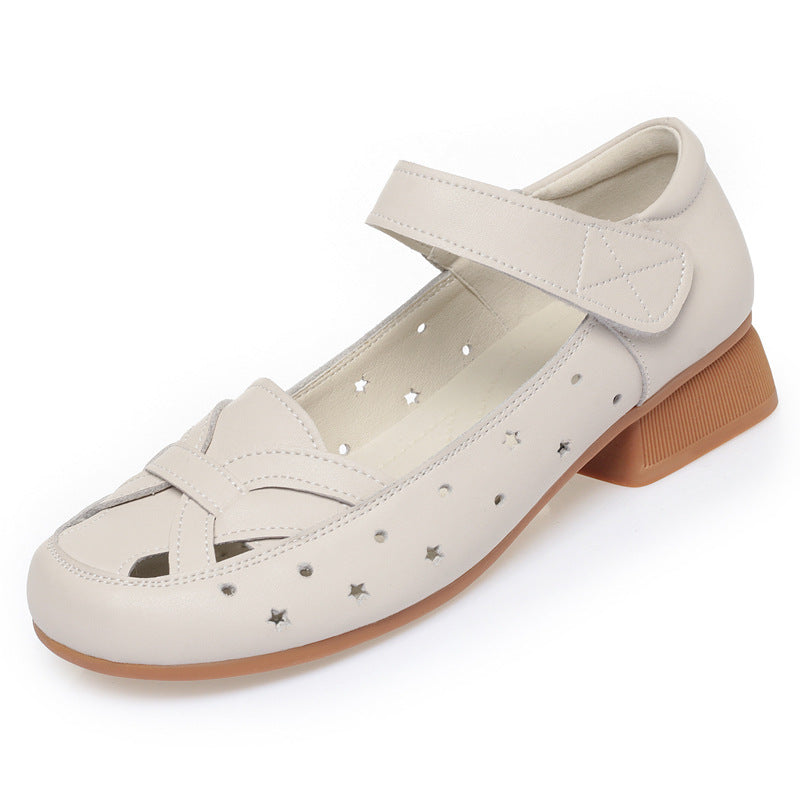 Damen Ballerinas mit verstellbarem Riemen und luftigen Lochmuster EB