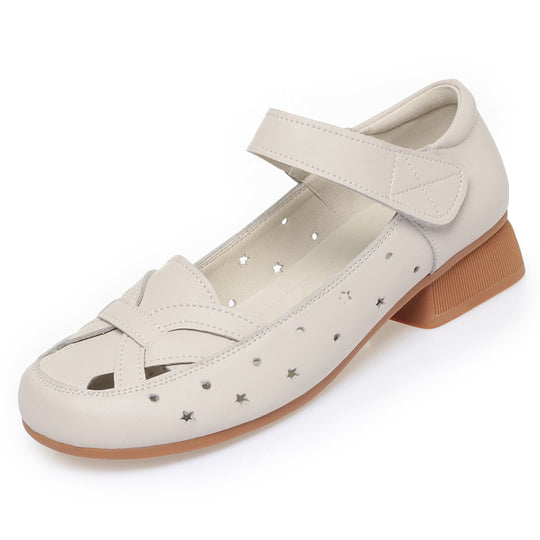 Damen Ballerinas mit verstellbarem Riemen und luftigen Lochmuster EB