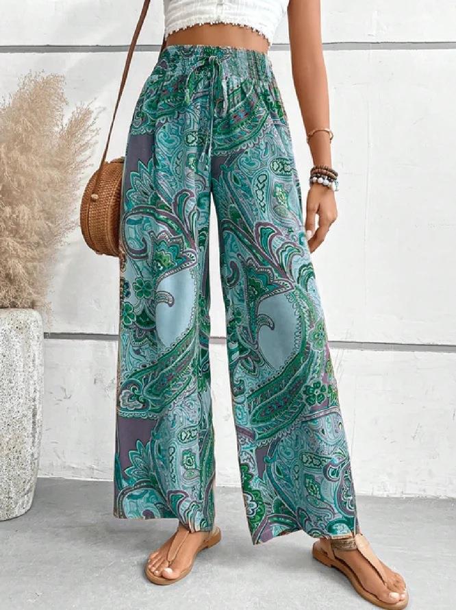 Damen Palazzo-Hose mit weitem Bein und Paisleymuster EB