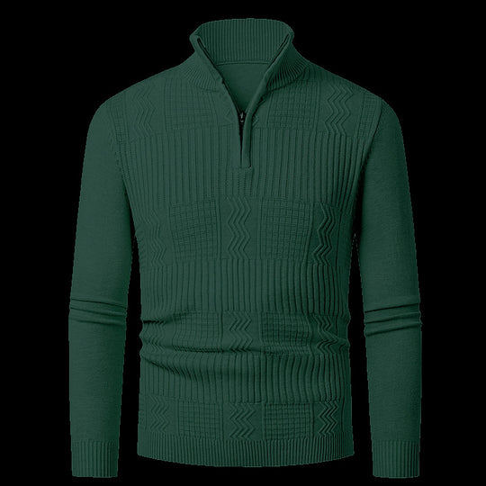 Herren Strickpullover mit modernem Reißverschluss und strukturierter Oberfläche EB
