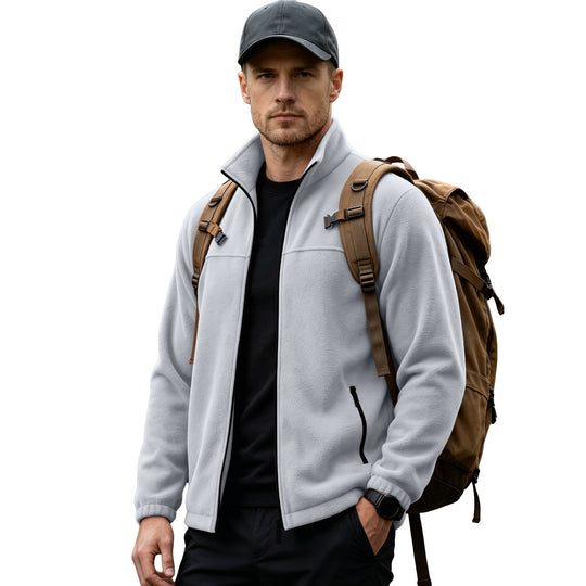 Herren Leichte Outdoor-Fleecejacke mit Stehkragen und Reißverschlusstaschen EB