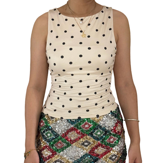 Damen Polka-Dots Tanktop mit figurbetontem Schnitt EB