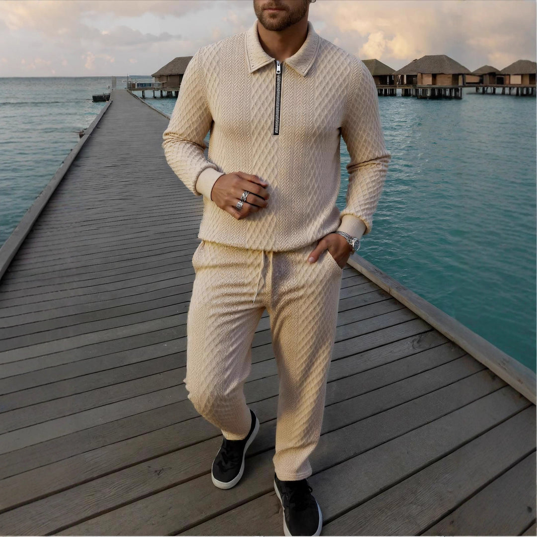Herren Elegantes Strickanzug aus atmungsaktivem Material mit Stehkragen EB