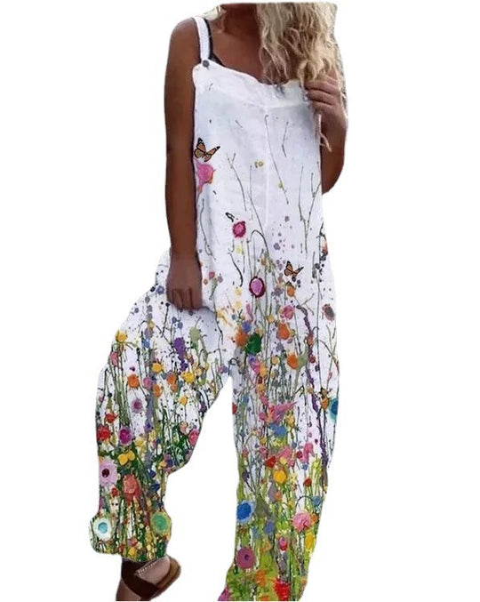 Damen Künstlerische Blumenmuster Overall EB