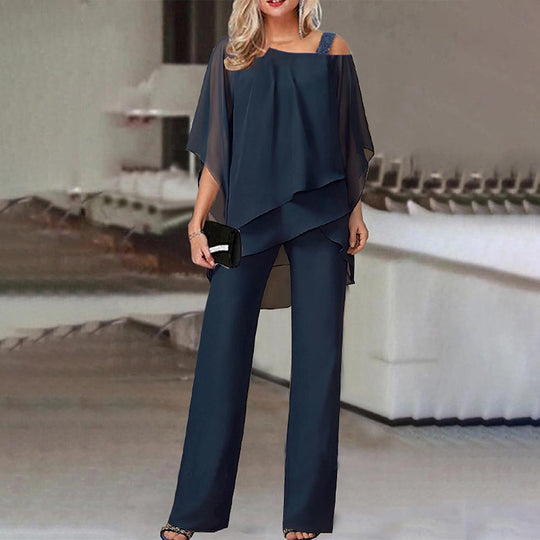 Damen Luftiger Overall mit schulterfreiem Design und weitem Bein EB