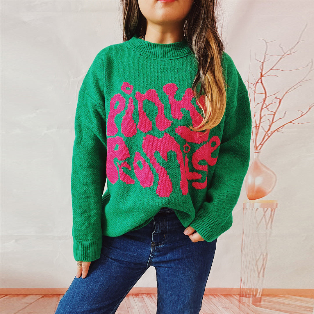 Damen lässiger Pullover mit großflächiger Schriftzug-Applikation EB