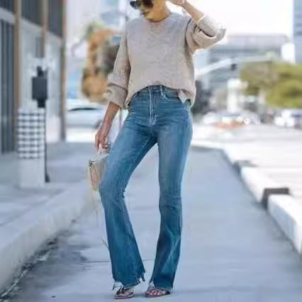 Damen Flared Jeans mit hohem Bund und schmeichelhaftem Schnitt EB