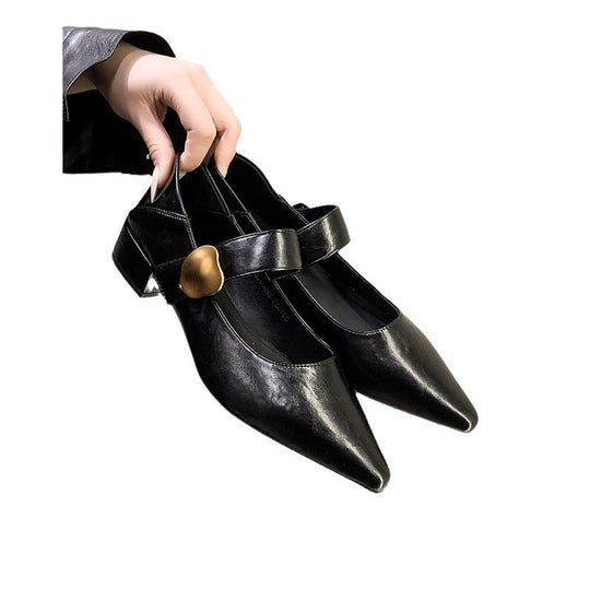Damen Elegante Slipper mit dekorativem Riemchen und modischem Absatz EB