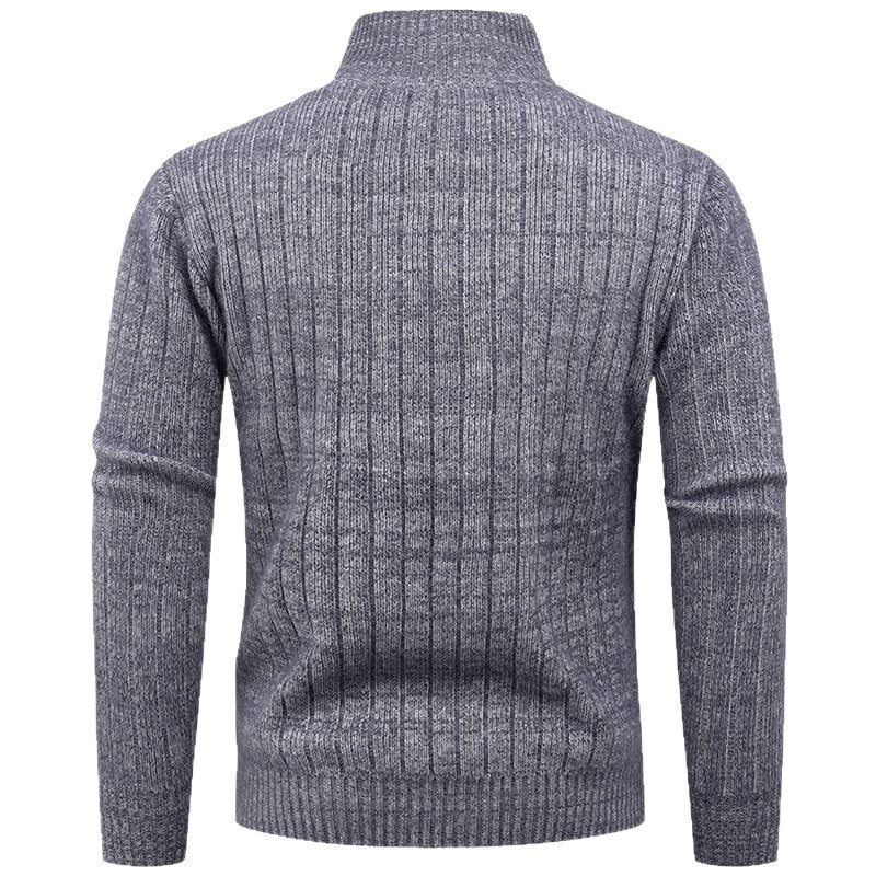 Herren Rollkragenpullover mit hochwertiger Rippstruktur und modernem Reißverschluss EB