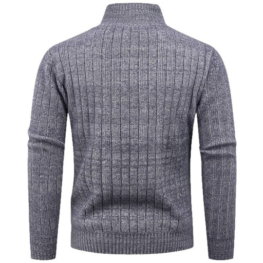 Herren Rollkragenpullover mit hochwertiger Rippstruktur und modernem Reißverschluss EB