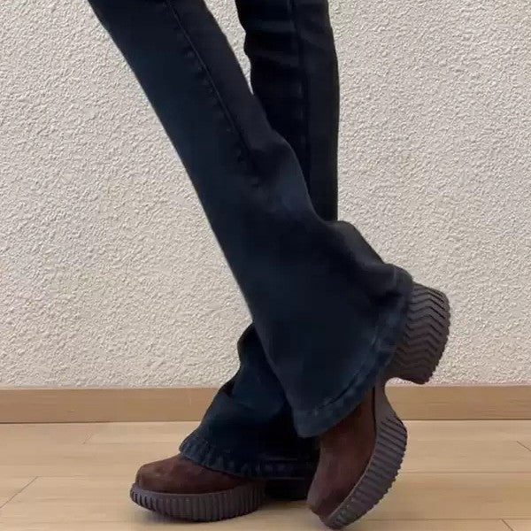 Damen Chunky Slipper mit breiter Gummisohle und elastischem Einschlupf EB