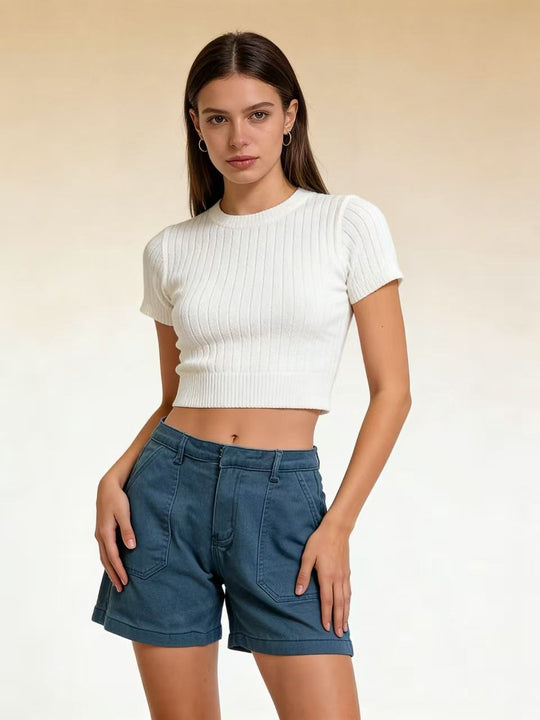 Damen lässige Sommer-Shorts mit seitlichen Taschen und komfortablem Schnitt EB