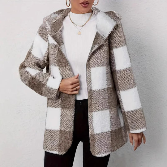 Damen Teddyjacke im modernen Karomuster EB