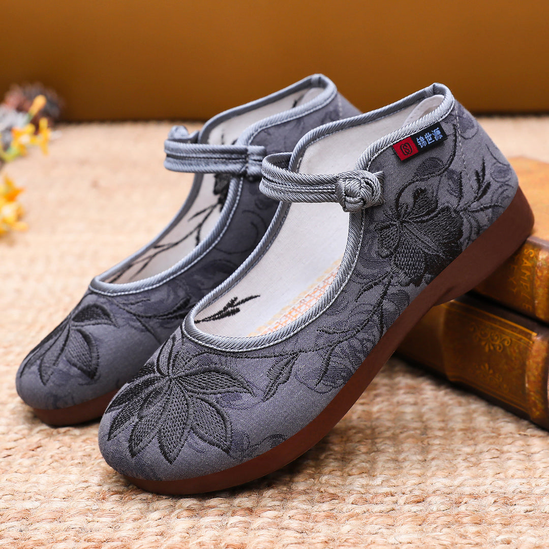 Damen Elegante und bequeme Ballerinas mit floralem Design EB