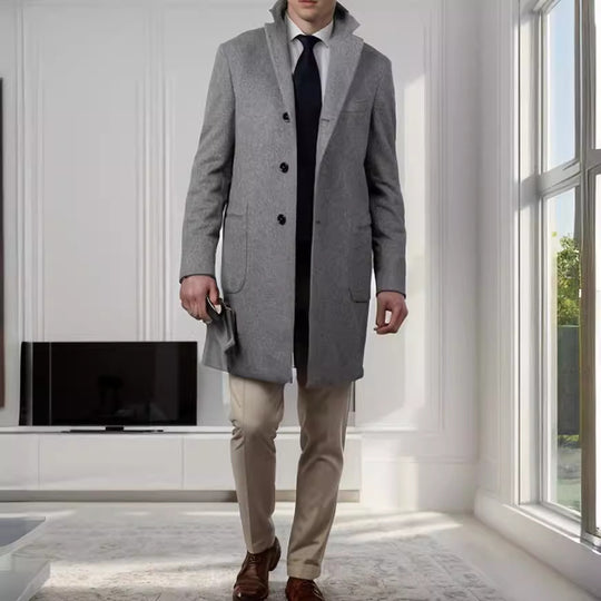 Herren eleganter Wollmantel mit schlanker Silhouette EB