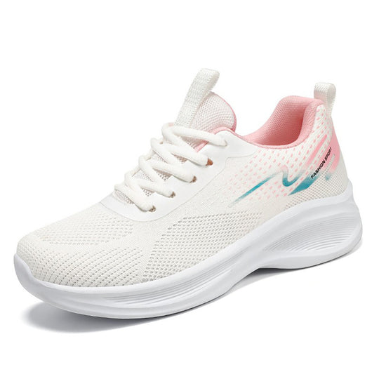 Damen nan leichte atmungsaktive Strick-Laufsneaker mit Memory-Schaum-Fußbett und dämpfender EVA-Plateausohle EB