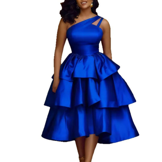 Damen festliches Wickelkleid mit voluminösem Rüschendesign EB