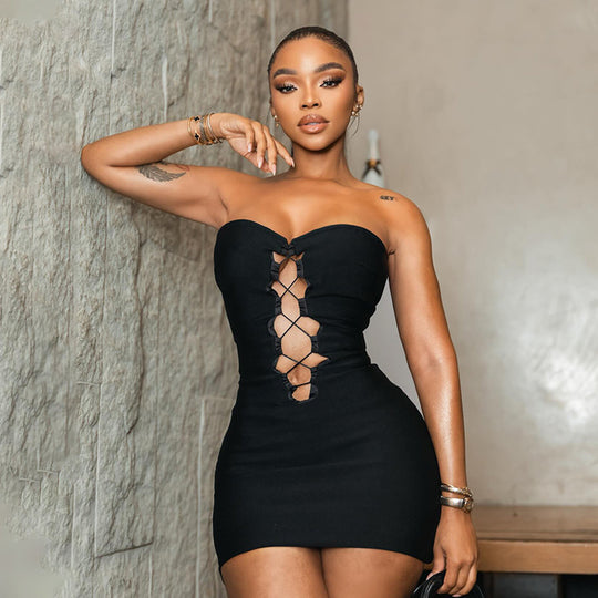 Damen Figurbetontes Wickelkleid mit Rüschendetails EB