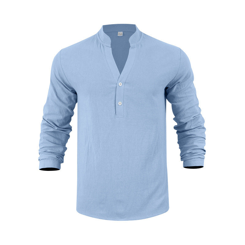 Herren Langarmshirt mit modischem Stehkragen und eleganten Knopfdetails EB
