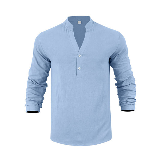 Herren Langarmshirt mit modischem Stehkragen und eleganten Knopfdetails EB