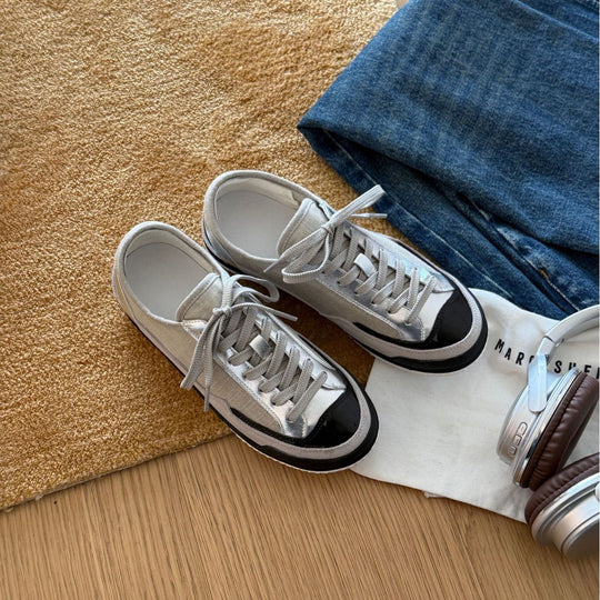 Damen Sportliche Sneakers mit moderner Canvas-Oberfläche und rutschfester Gummisohle EB