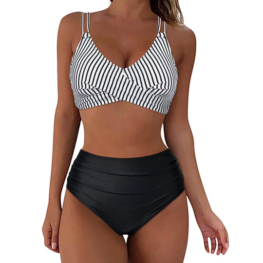 Damen Trendiger Hochschnitt-Bikini mit Raffung EB