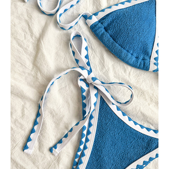Damen Triangel-Bikini mit verspieltem Zickzackmuster EB