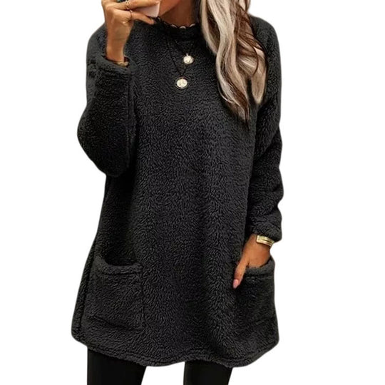Damen kuscheliger Oversized-Pullover mit Taschen EB