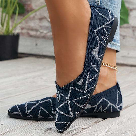 Damen Ballerinas mit modischem geometrischem Muster und bequemem Fußbett EB
