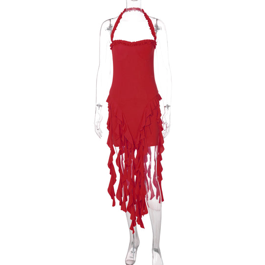 Damen Rüschenkleid mit tiefem Ausschnitt EB