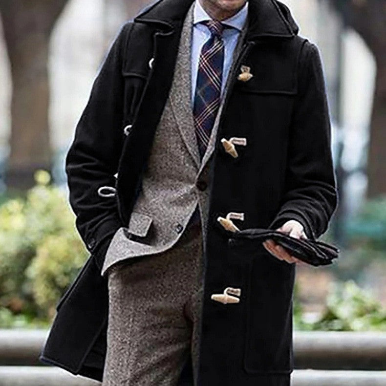 Herren Stilvoller Dufflecoat mit Knopfdetails EB