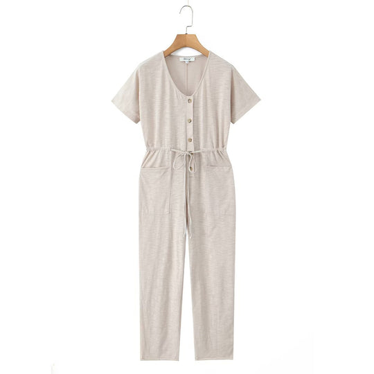 Damen Jumpsuit mit Taillenzug und praktischen Taschen EB