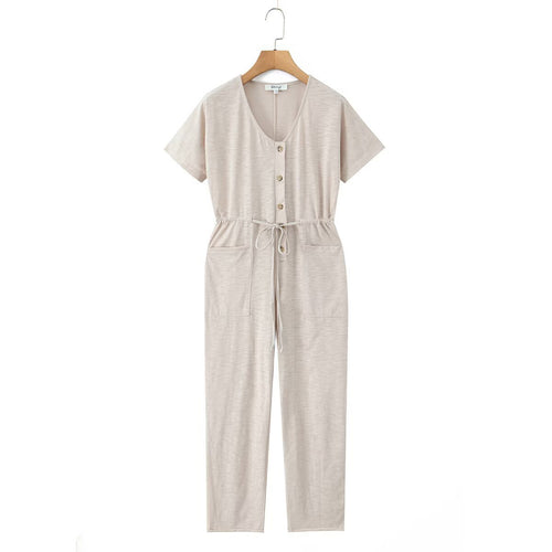 Damen Jumpsuit mit Taillenzug und praktischen Taschen EB