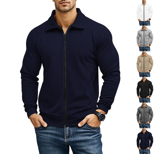Herren bequeme und stylische Kapuzenjacke mit strukturiertem Gewebe EB