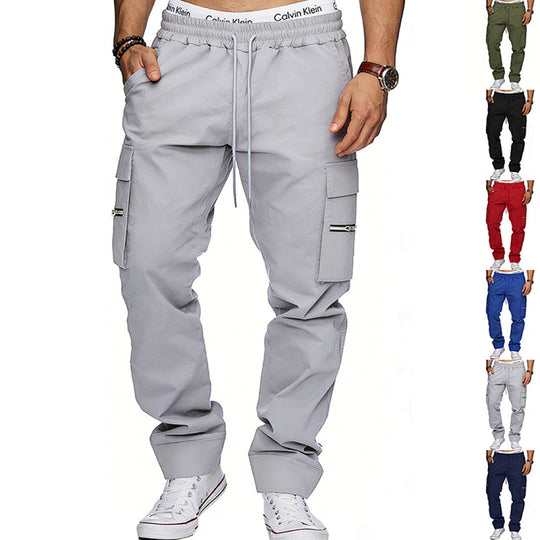Herren Cargojogginghose mit elastischem Bund, Kordelzug und Reißverschlusstaschen EB