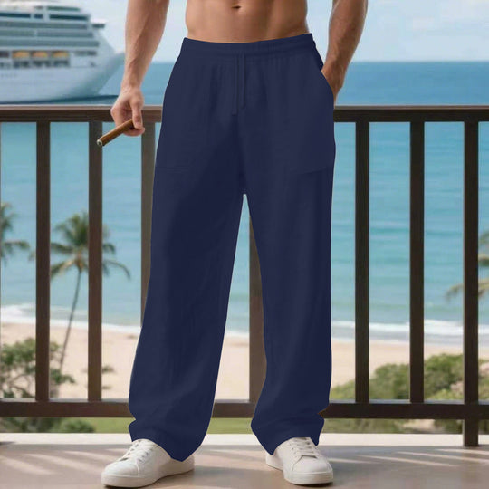 Herren Bequeme Strandhose mit seitlichen Taschen und elastischem Bund EB