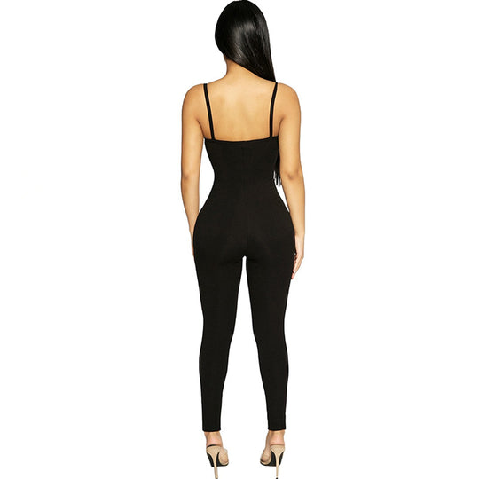 Damen Langärmeliger Jumpsuit mit schmalem Schnitt EB