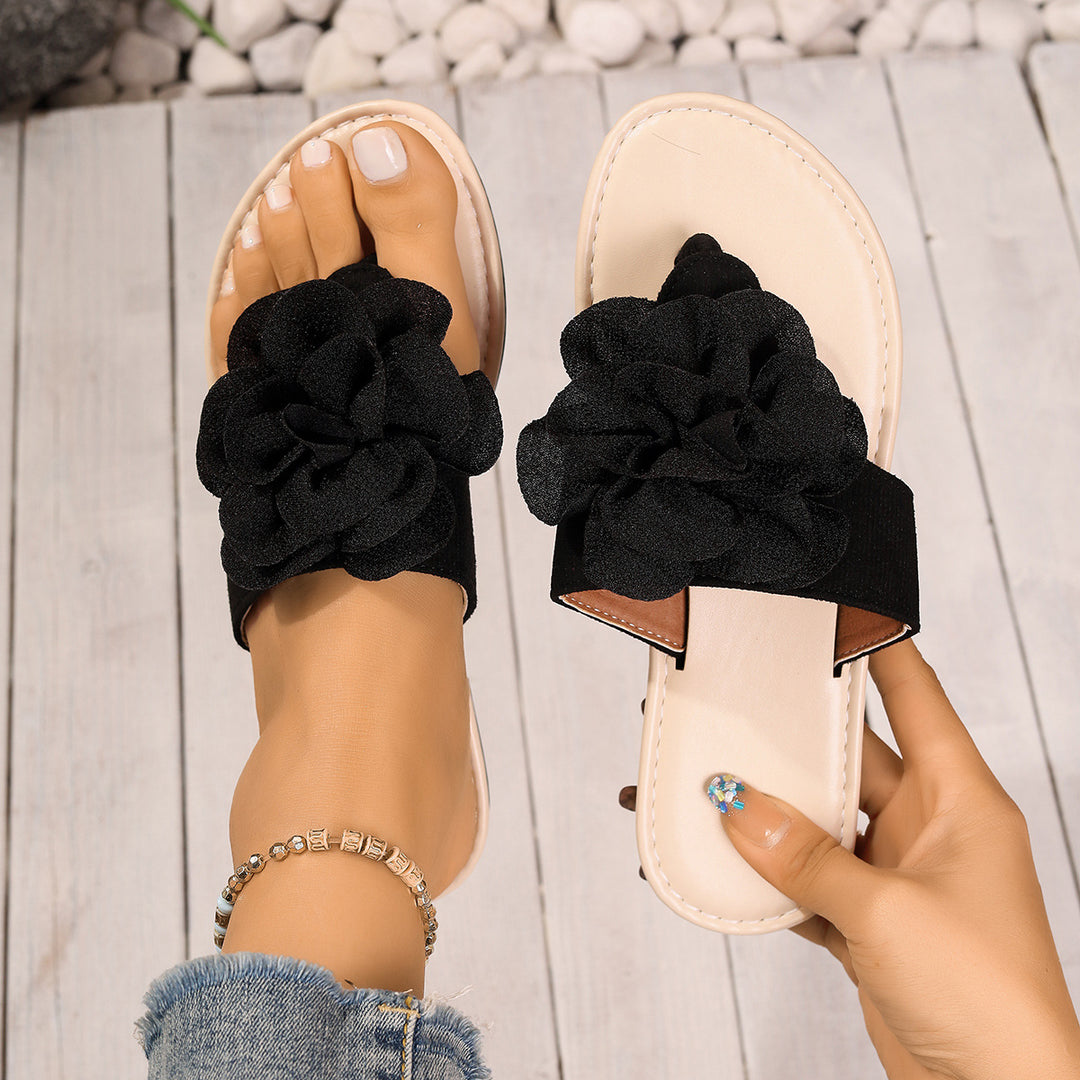 Damen Modische Slipper mit floraler Applikation EB