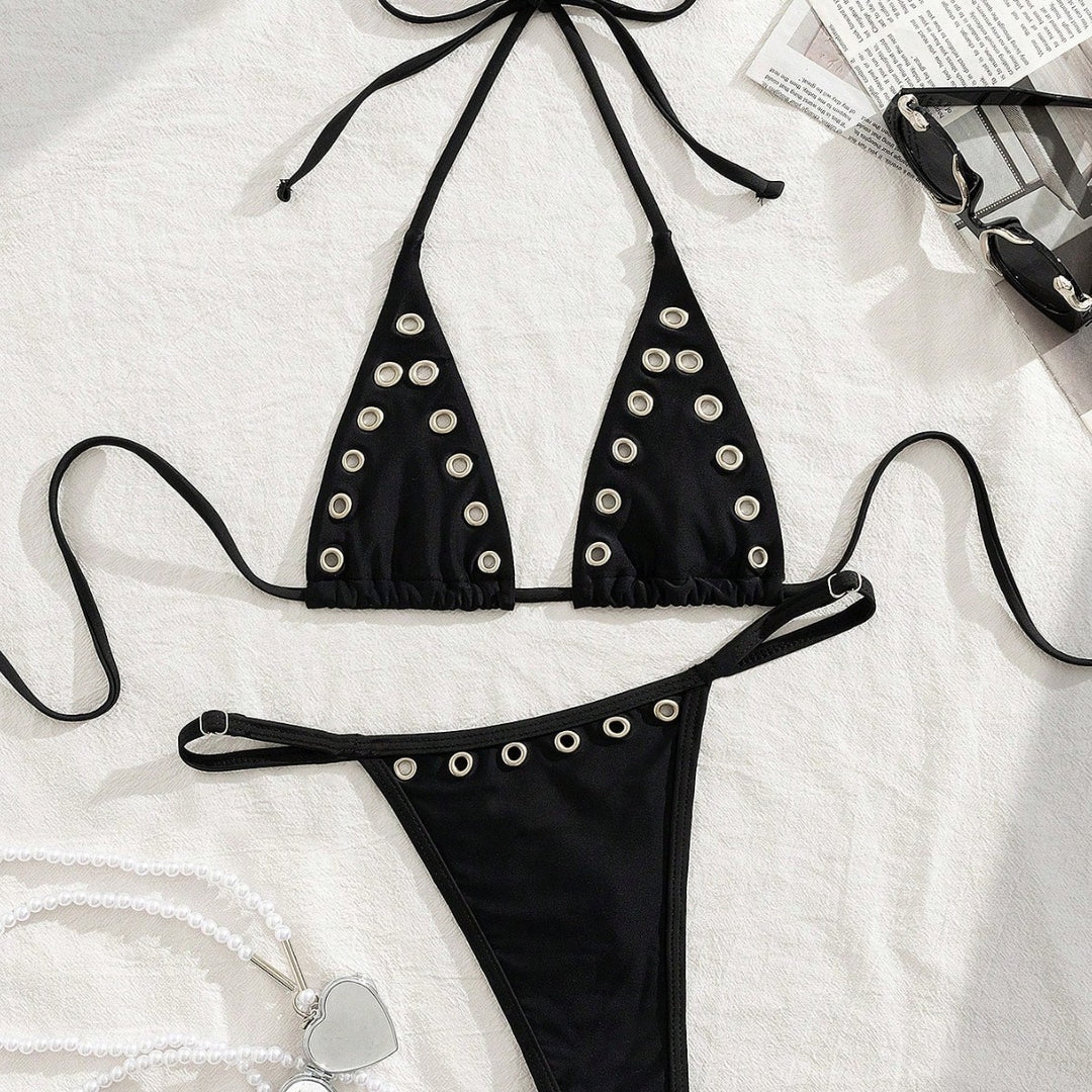 Damen Triangel-Bikini-Set mit glamourösen Zier-Details EB