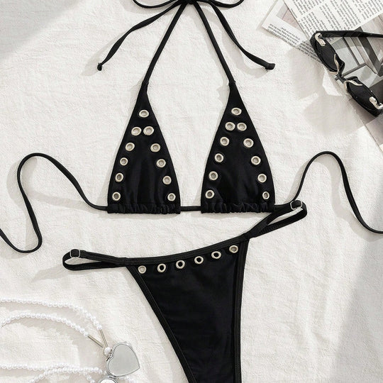 Damen Triangel-Bikini-Set mit glamourösen Zier-Details EB