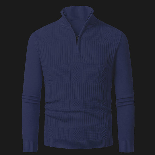 Herren Strickpullover mit modernem Reißverschluss und strukturierter Oberfläche EB
