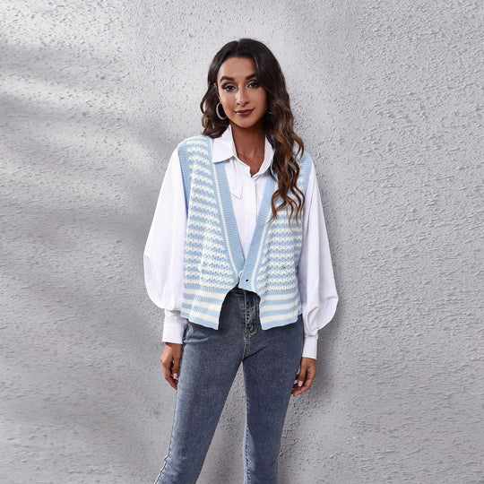 Damen Strickweste mit modernem Zickzackmuster und vorteilhaftem Schnitt EB