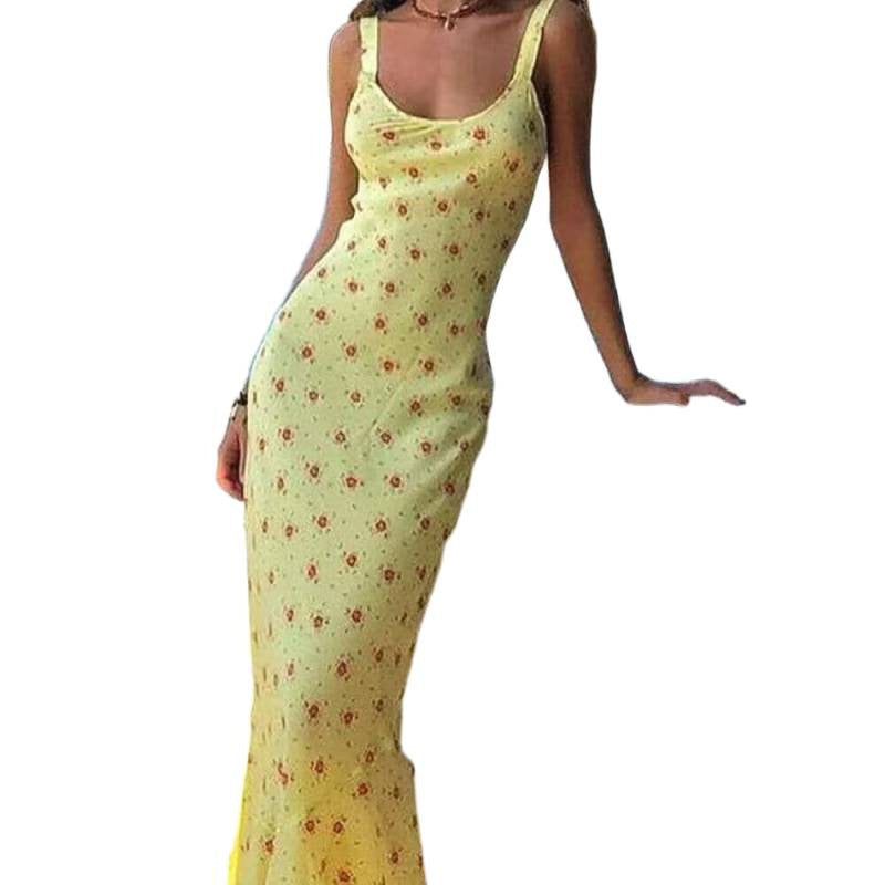 Damen Maxikleid mit floralem Design und eleganter Silhouette EB