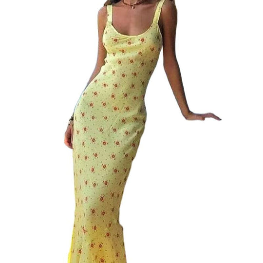 Damen Maxikleid mit floralem Design und eleganter Silhouette EB