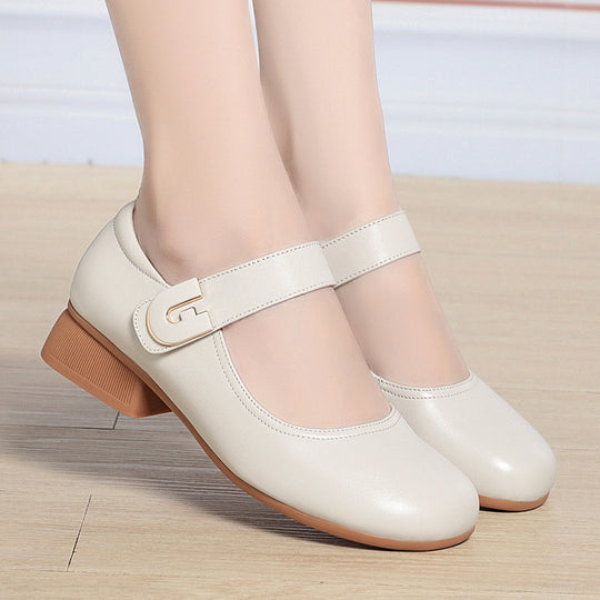 Damen Mary Jane Ballerinas mit elegantem Riemen und komfortablem Blockabsatz EB